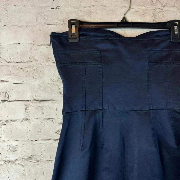 Diane von Furstenberg Size 4 Navy Blue Strapless Dress Cotton Silk Spandex Short - Picture 4 of 5